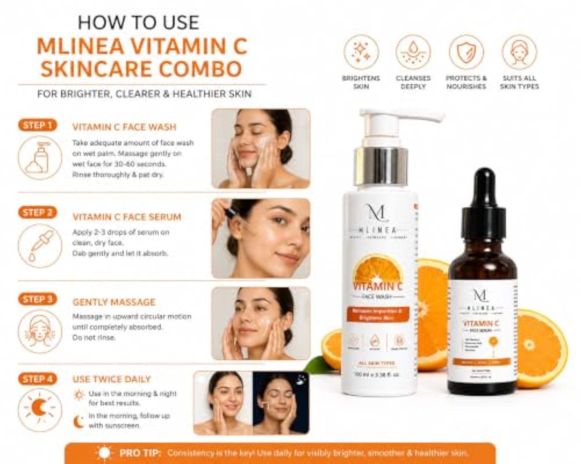 Advanced Vitamin C Face Wash and Face Serum Combo